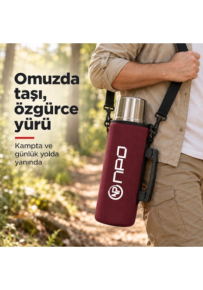 Npo Nt01 2 Katman Vakum Teknolojili 24h Sıcak 48h Soğuk 72h Buzlu Koruma Çelik Termos Bordo Kılıflı