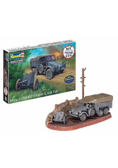Revell Starter Kit Askeri Krupp Protze Kfz 69 With 3,7cm Pak 73344
