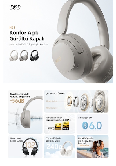 Qcy H3S Bluetooth 6.0 Kulak Üstü Kulaklık