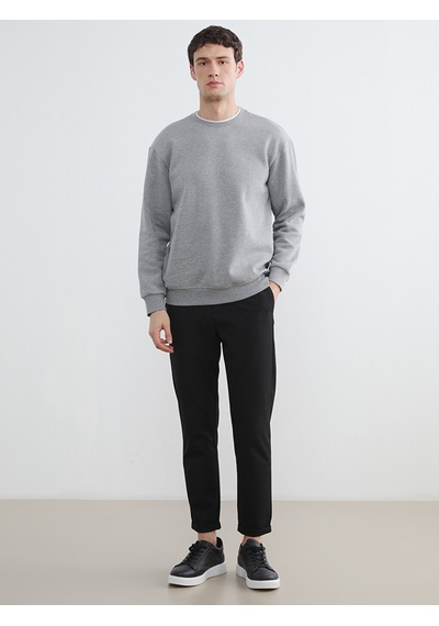 Lcw Vision Gri Bisiklet Yaka Erkek Kalın Sweatshirt