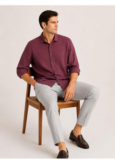 Classics Men Huffa Erkek Pamuklu Regular Salaş Uzun Kol Gömlek 7585 Bordo Classics Men Huffa Erkek Pamuklu Regular Salaş Uzun Kol Gömlek 7585 Bordo