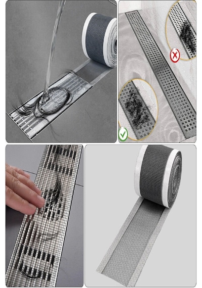 4 Metre Yapışkanlı Banyo Gider Koruyucu Saç Toplayıcı Gider Böcek Koruyucu Gider Süzgeci