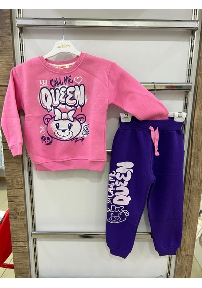 Deno Kids Kız Cocuk Esofman Takım Mor - Pembe
