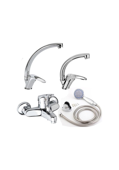 Moonshop Banyo + Lavabo + Mutfak Batarya Seti 4'lü Krom