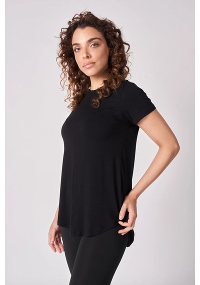 Kadın Oversize Bisiklet Yaka Kısa Kollu Tişört 001