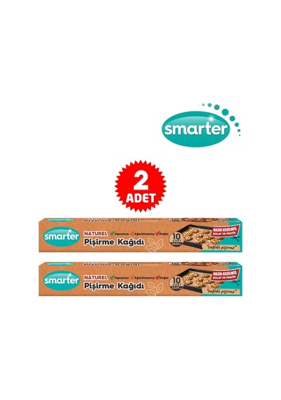 Smarter Naturel Ağartılmamış 2 Paket Yağlı Pişirme Kağıdı 10x2 Kahverengi