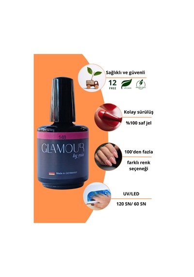 Glamour By Mia 148 Koyu Kırmızı Kalıcı Oje 15 Ml Hema Free Tpo Free