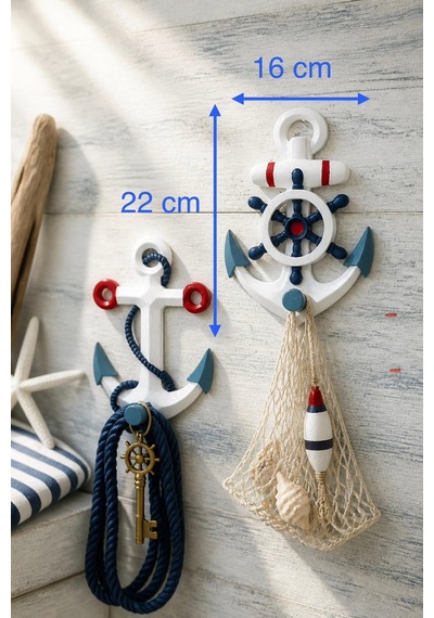 Baroqo Marin Temalı Dekoratif Duvar Askılığı - 2'li Set 16x22 Cm