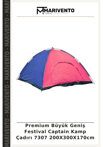 Premium Büyük Geniş Festival Captain Kamp Çadırı 7307 200x300x170cm Standart