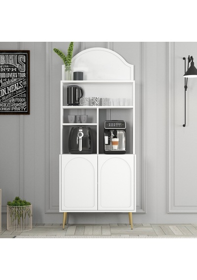 Lyon Kahve Köşesi 80cm - Beyaz / Altın
