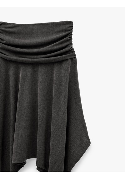 Koton Viskon Karışımlı Drape Detaylı Asimetrik Midi Etek Antrasit 6sal70063ık