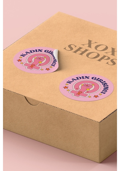 Kadın Girişimci Yuvarlak Sticker Paket Etiketi 3x3cm St2420 Çok Renkli