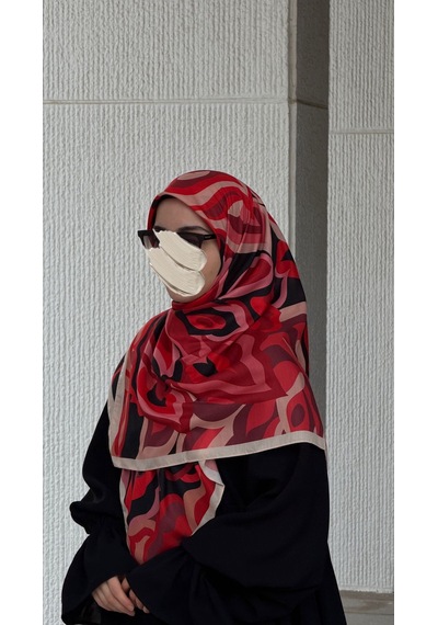 Qalortex Scarf Pamuklu Soft Mihrâ Desen Eşarp-rose