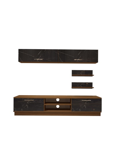Decoraktiv Eko 5b Mdf Dvd Tv Ünitesi Tv Sehpası Ceviz - Siyah Mermer