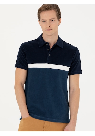 Lacivert Slim Fit Polo Yaka T-shirt