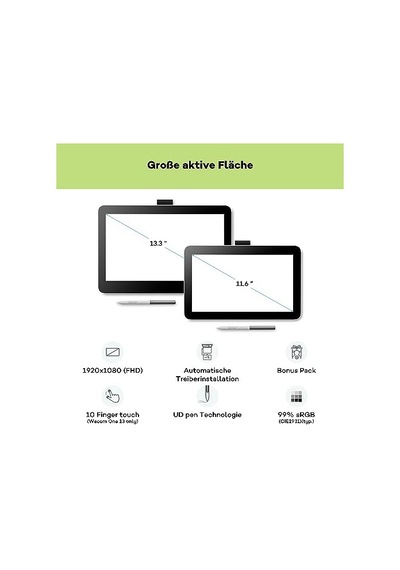 Wacom One 13 Dokunmatik Çizim Tablet - Dth134w0b 13,3 İnç Full Hd%99 Srgb, Pil İçermez.
