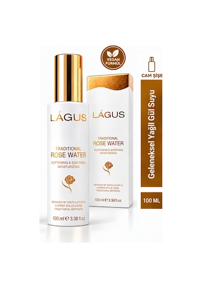 Lágus Rosa Damascena Katkısız Formül Gül Suyu Cam Şişe 100 ML