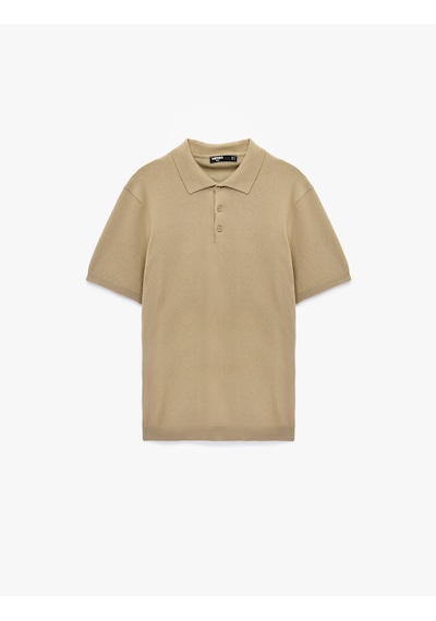 Koton Regular Fit Kol Detaylı Düğmeli Polo Yaka Kısa Kollu Triko Tişört Bej 6sam70005ht Ekru Koton Regular Fit Kol Detaylı Düğmeli Polo Yaka Kısa Kollu Triko Tişört Bej 6sam70005ht Ekru