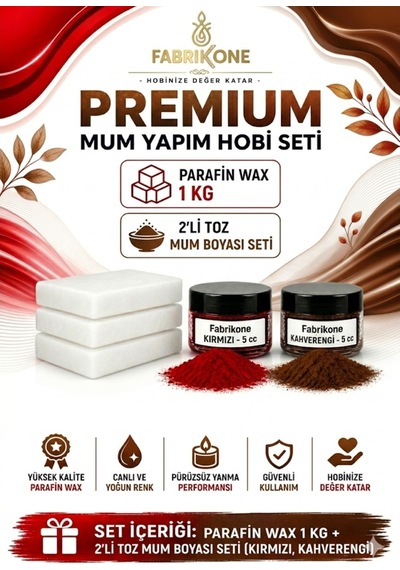 Premium Mum Yapım Hobi Seti - Parafin Wax 1 Kg - 2'li Toz Mum Boyası Seti - Kırmızı, Kahverengi Bkfabpw1kg2kkh Karışık