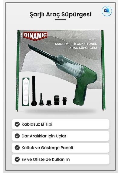 Şarjlı Araç Süpürgesi Multifonksiyonel Oto İç Temizlik Kablosuz E