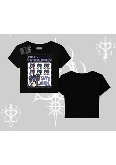 Tarzsokak Babby Tee Tshirt Twitch Emotes Cute Girl Anime Expression Siyah