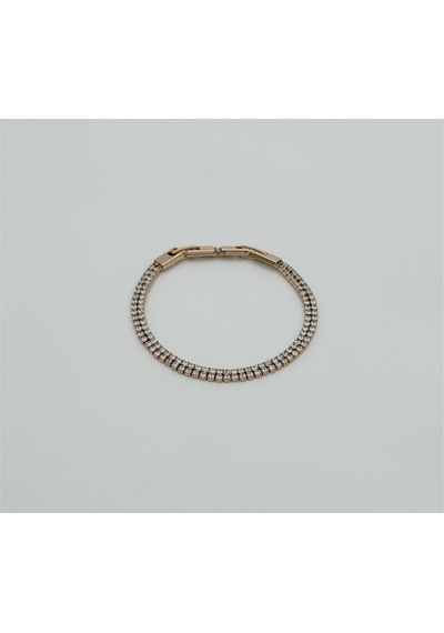 18k Rose Gold Plated Çift Sıra Su Yolu Bileklik Gold