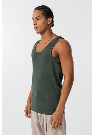 Vamos Yıkamalı Tank Top Kaşkorse Atlet Yeşil