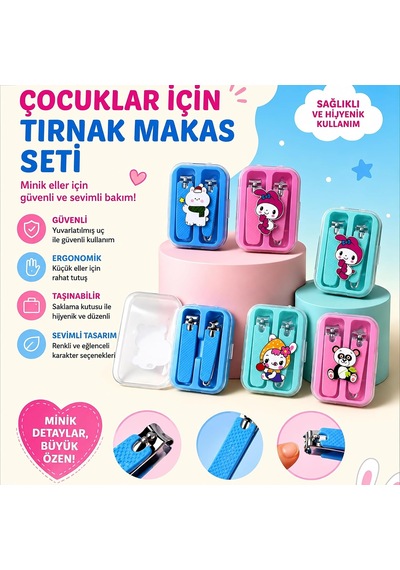 Çocuklar İçin 2'li Tırnak Makası Seti Kutulu, Mavi