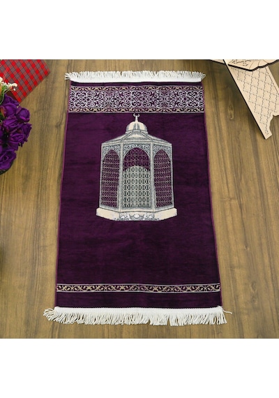 Makam-ı İbrahim Lüks Şönil Seccade Mor 70x126cm 240 Gr Çok Renkli