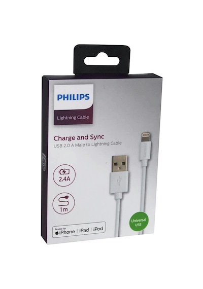 Philips Lightning Usb Apple iPhone Uyumlu 5-6-7-8-x Hızlı Şarj Ve Data Kablosu 1m Swr1508w/93 Beyaz