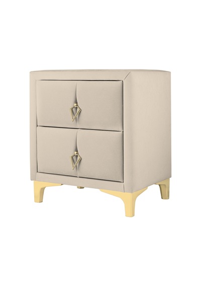 Harmony Gold Iki Çekmeceli Komodin- Yatak Odası Kumaş Döşemeli 2 Kapaklı Komodin Modeli Krem Harmony Gold Iki Çekmeceli Komodin- Yatak Odası Kumaş Döşemeli 2 Kapaklı Komodin Modeli Krem