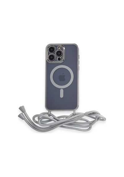 Apple iPhone Uyumlu 13 Pro Kılıf Divo Lazer Askılı Magsafe Kapak - Gümüş Bz8683140590734