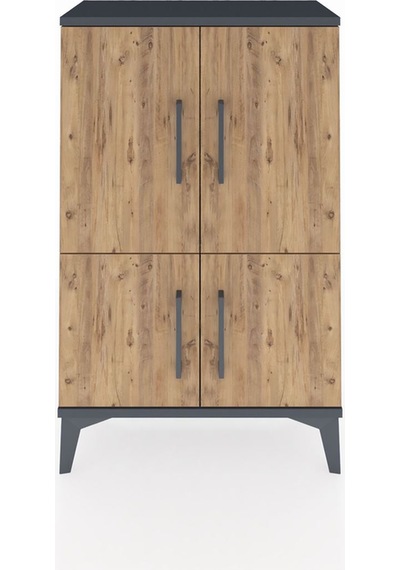 Arges Komodin 2 Raflı 4 Kapaklı 60x30x96 Antrasit-çam Antrasit