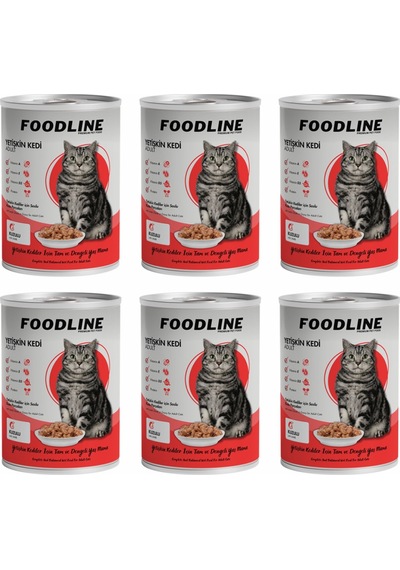 Foodline Kuzu Etli Yetişkin Kedi Konservesi 6 x 400 G