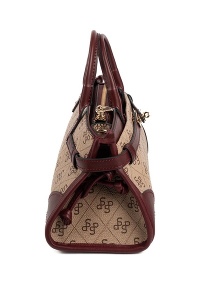 Silver Polo Sp1260 Kadın El Çantası Monogram Koyu Bej-bordo