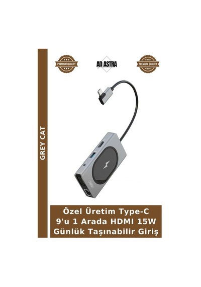 Özel Üretim Type-c 9'u 1 Arada Hdmı 15w Günlük Taşınabilir Giriş