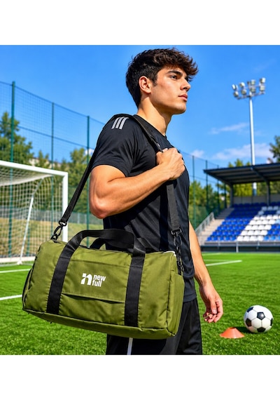 Newfull Sport Ayakkabı Bölmeli Astarlı Su Geçirmez Seyahat Ve Spor Çantası-orta Boy Haki