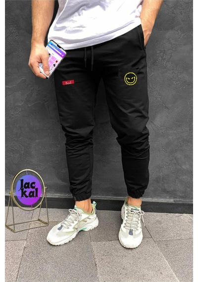 Blackjack Giyim Baskılı Erkek Slim Fit Jogger Eşofman Altı Nasa Siyah
