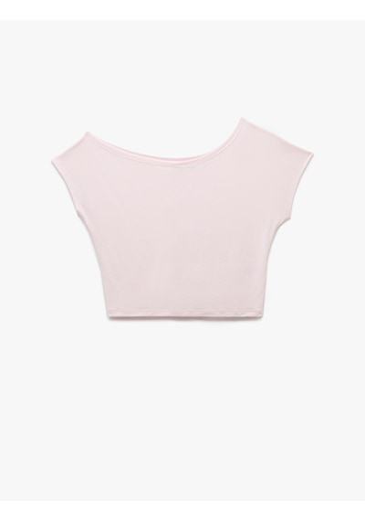 Koton Kısa Kollu Kayık Yaka Düşük Omuz Modal Basic Tişört Açık Pembe 5sak10285nk Pembe