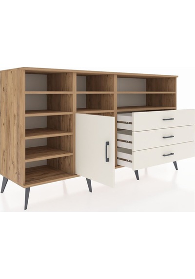 Kronos Konsol 8 Raflı 3 Çekmeceli Tek Kapaklı 176x59x99 Çam-ayta Çam-aytaşı
