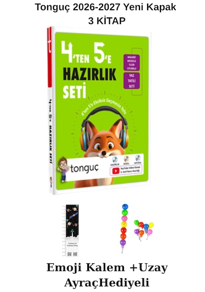 Tonguç 4'ten 5'e Hazırlık Seti 3 Kitap Yeni Kapak Uzay A+ Emoji Kalem Hediyeli 2026-2027 Maarif Model