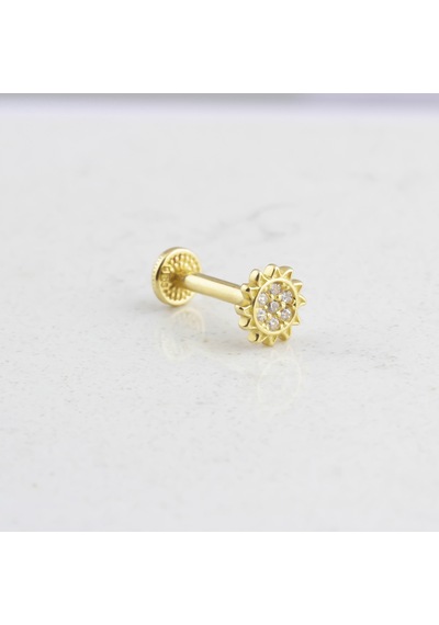 Glorria Altın Güneş Tragus Piercing Altın