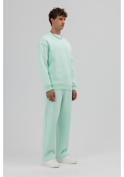 Vamos Basic Bisiklet Yaka Oversize Sweatshirt Mint