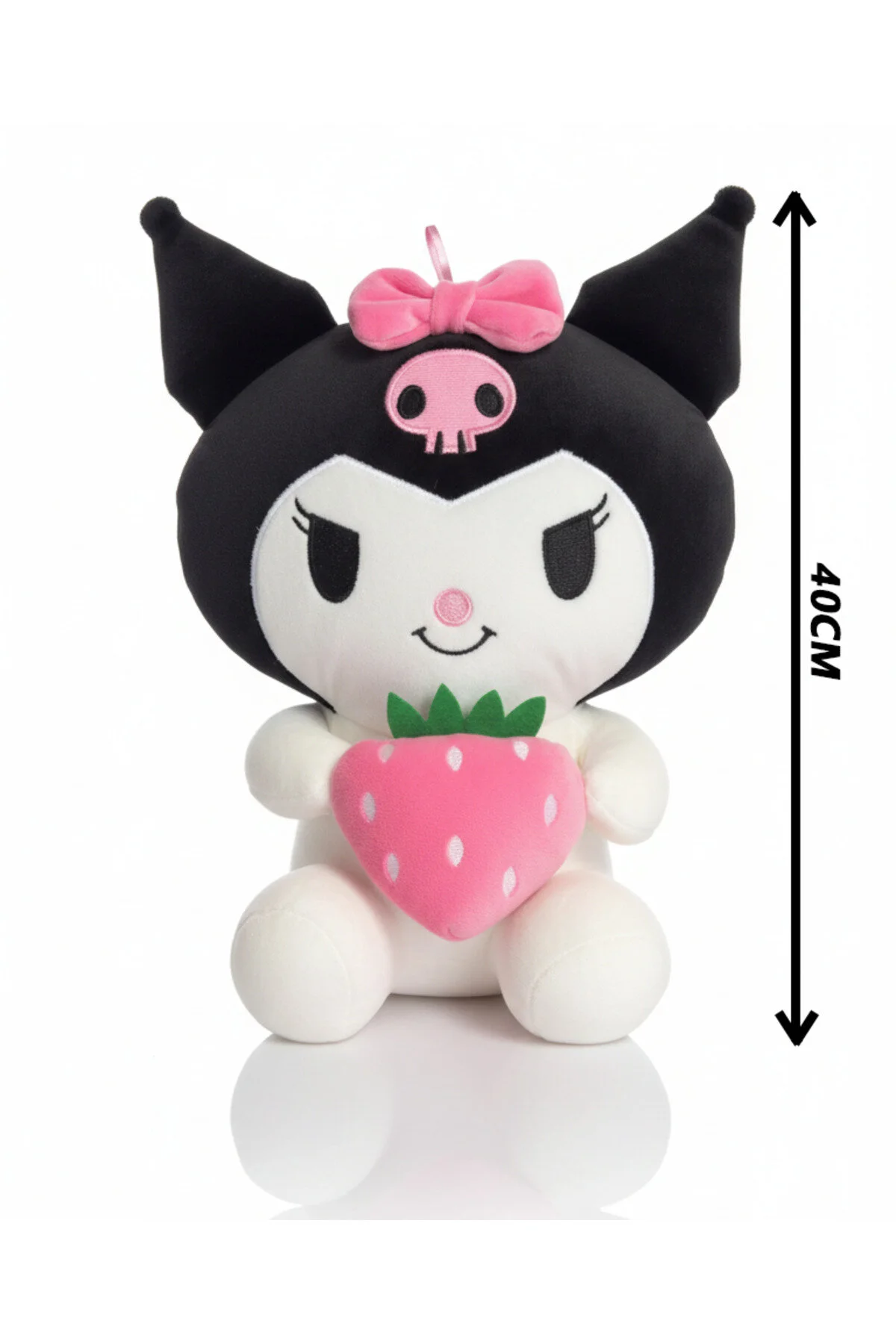 Kuromi Pembe Çilekli 40 Cm Tatlı & Hediye Edilebilir Oyuncak Siyah