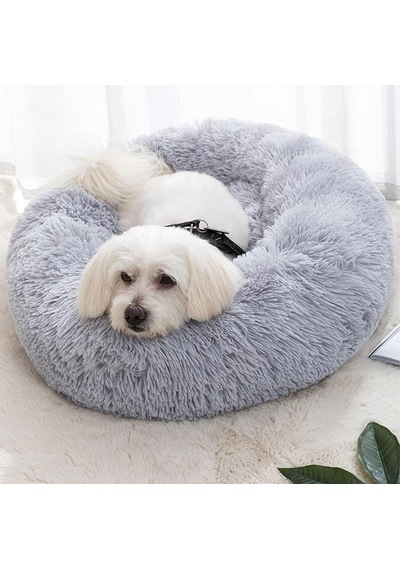Tr Kedi Yatakları İç Mekan Yuvarlak Donut Evcil Hayvan Yatağı Kaymaz Tabanlı Peluş Sakinleştirici Kedi Yataklar