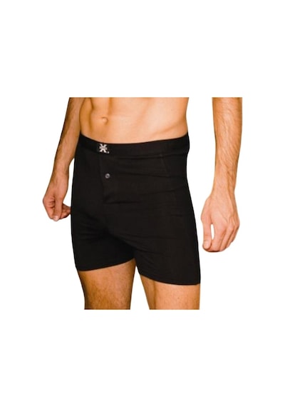 X-man 704 Erkek 3 Adet Düz Renk Düğmeli Stretch Boxer Sıyah