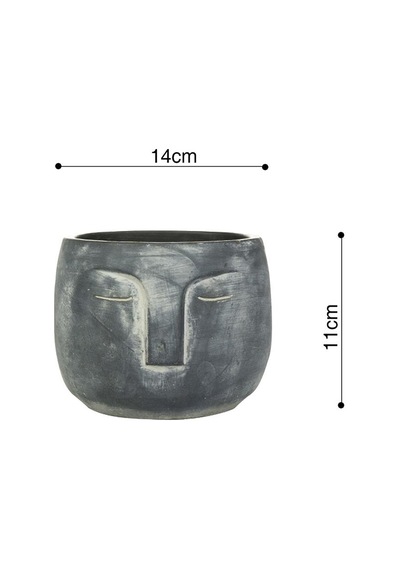 Head Antrasit Çimento Saksı 16 13cm