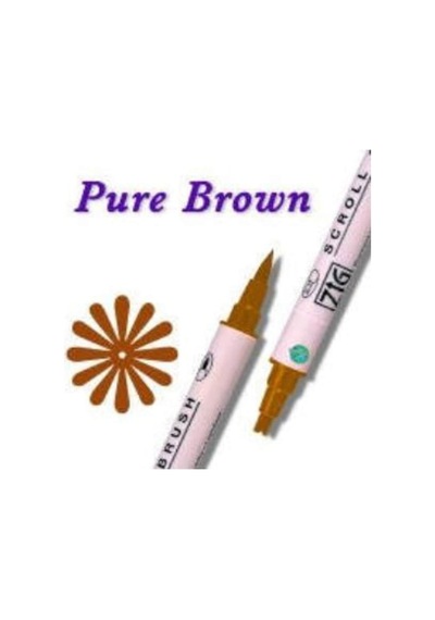 Scroll & Brush Çift Çizgi Ve Fırça Uçlu Kaligrafi Ve Gölgeleme Kalemi 060 Pure Brown