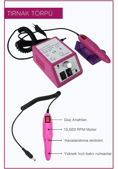 Protez Tırnak Freze Makinesi Manikür Pedikür Tırnak Törpü Cihazı Elektrikli 6 Başlık