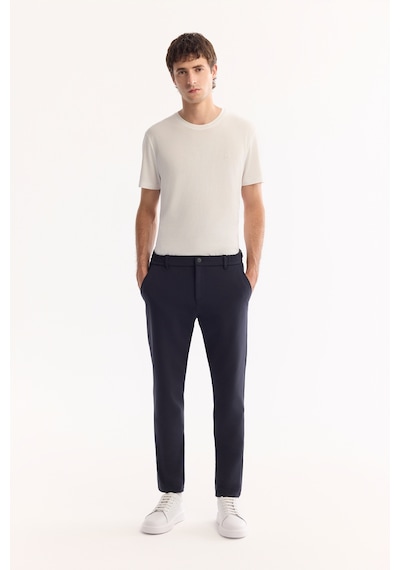 Avva Erkek Lacivert Yanı Lastikli Hızlı Kuruyan Kırışmaz Slim Fit Pantolon A52y3077